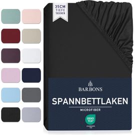 Drap-Housse 160x200cm, En Microfibre De Polyester Brossé, 35 Cm De Profondeur, Certifié Oeko-Tex, Housse De Couette Pour Lit À Sommier Tapissier, Matelas Épais, Poly Noir, 160 X 200 Cm