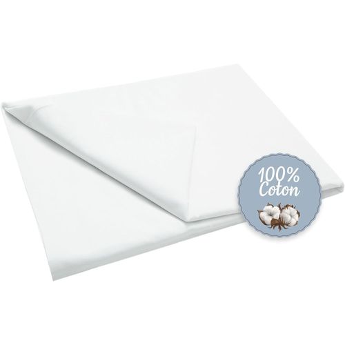 Drap De Lit, Coton, Blanc, Sans Élastique, 240x290 Cm
