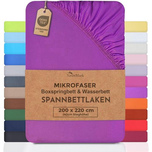Drap-Housse En Microfibre Pour Lit À Sommier Tapissier Et Pour Lit À Eau - 200 X 220 Cm - Hauteur De Bonnet 40 Cm - 200 X 220 Cm - 100 % Polyester - Violet