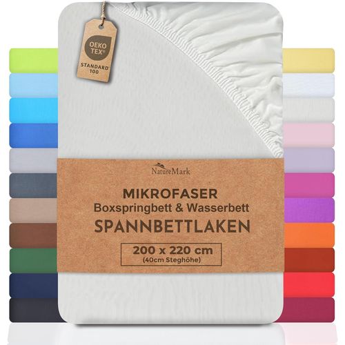 Drap-Housse En Microfibre Pour Lit À Sommier Tapissier Et Pour Lit À Eau - 200 X 220 Cm - Hauteur De Bonnet 40 Cm - 200 X 220 Cm - 100 % Polyester - Blanc Naturel/Crème