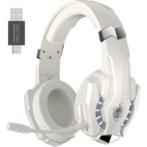 Casque Gaming Wireless Pour Ps4/Ps5/Switch/Pc/Téléphone Portable/Ordinateur Portable/Tablette, 2,4ghz Dongle(Usb Et Type-C¿, Microphone Antibruit Amovible, Stéréo 7.1, Lumière Led.[F157]