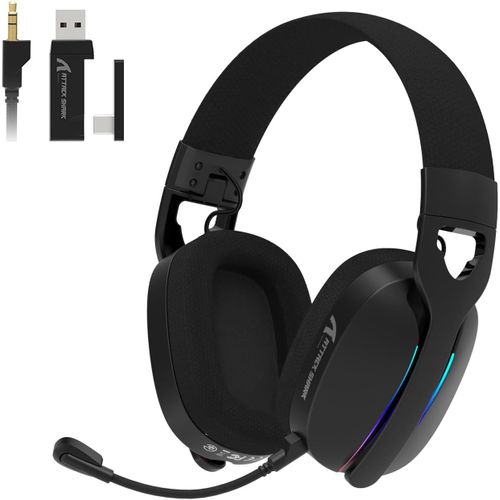 Attack Shark L90 Casque de Jeu sans Fil Ultra-léger et Flottant, Son Surround 7.1, BT5.3/2.4Ghz/Filaire, RGB, Haut-parleurs en néodyme de 40 mm, pour PC/PS4/PS5/Switch/Xbox-Noir