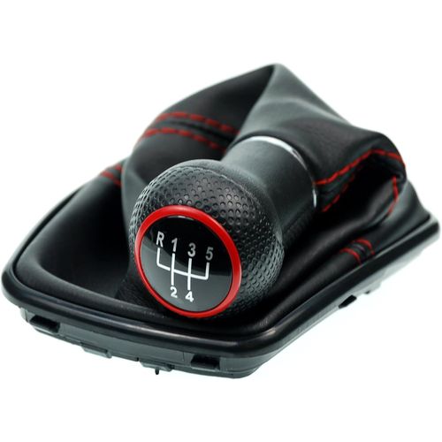 A253-4 Soufflet Levier De Vitesse Pommeau De Vitesse 12mm Compatible Avec Vw Golf 4 Iv Boite 5 Avec Cadre Plug & Play Pièce De Rechange Pour 1j071113 Noir Rouge