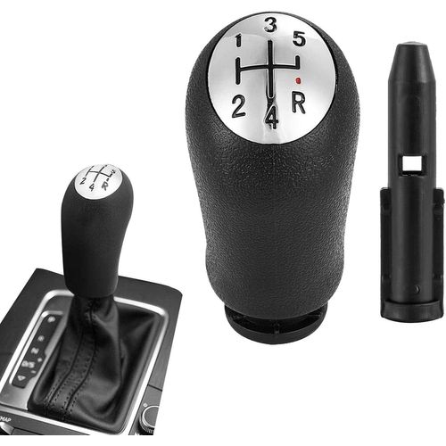 Pommeau De Levier De Vitesse Avec Adaptateur, Pommeaux De Leviers De Vitesse Manuel 5 Vitesses Pour Renault Clio Iii 2005-09, Megane 2 Laguna 2 2003-09, Clio 4 2012-19 Noir Cuir, Avec Adaptateur