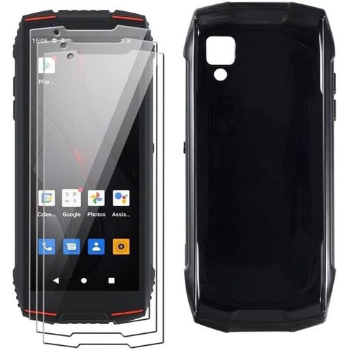 Coque Pour Cubot King Kong Mini 3 (4.5"") Noir Housse + 3 X Verre Trempé Protection Écran, Souple Silicone Étui Protection Bumper Tpu Téléphone Case Cover[Coque5259]