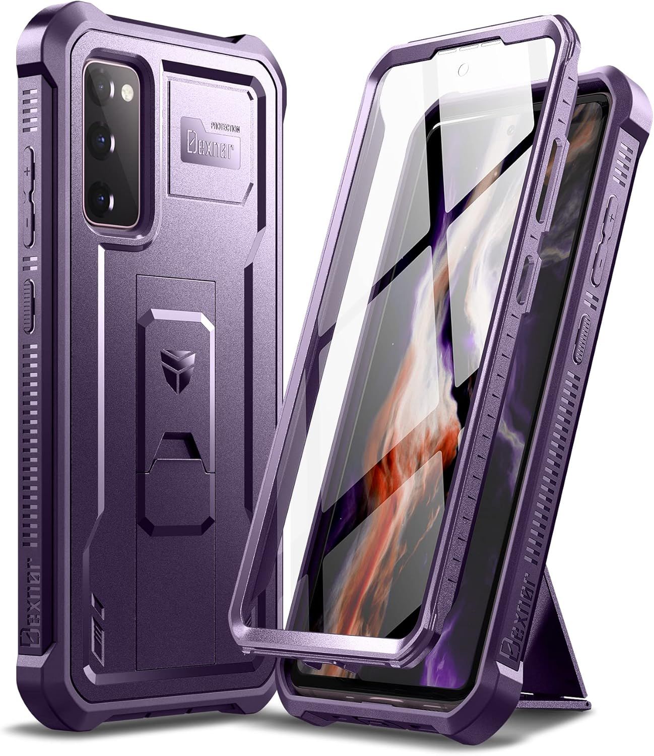 Coque Compatible Avec Samsung Galaxy S20 Fe 4g/5g 6,5"" (Not Fit S20) Avec Protecteur D'écran Intégré 360 Full Body Bumper Protection Cover Avec Support - Fantôme Lila[Coque4514]