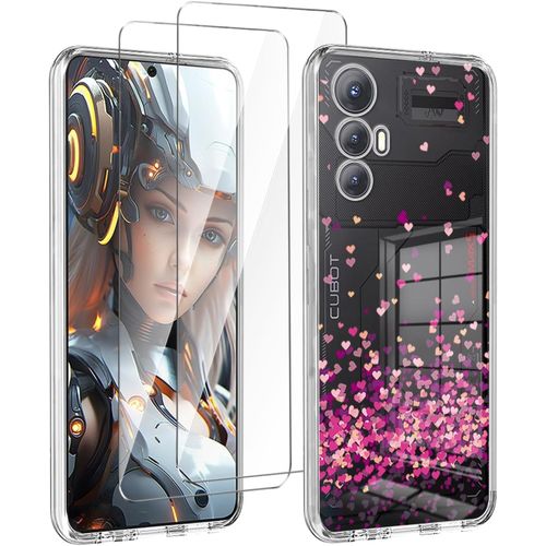 Coque Pour Cubot Max 5 (6.95"") Transparent Housse + 2 X Verre Trempé Protection Écran, Souple Silicone Étui Protection Bumper Tpu Téléphone Case Cover-Wm85[Coque1832]