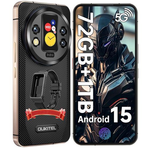 OUKITEL WP200 Pro Android 15 Smartphone 72 Go + 1 To, 6.7''FHD+, 8800mAh, 108MP+32MP, Dual SIM 5G/Fingerprint/WiFi6/NFC Téléphone Portable Incassable - Noir