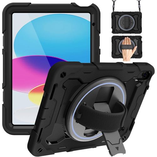 Coque Antichoc Pour Ipad (A16)/10ème 11""/10,9"" 2025/2022, Étui De Protection Armure Robuste Avec Support Rotative, Agonne Et Bandoulière Réglable Et Porte-Stylet-Noir[Coq5192559]