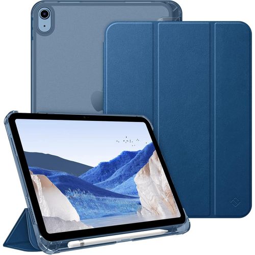 Coque Pour Ipad (A16) 11ème Génération 11 Pouces 2025, Ipad 10ème Génération 10.9 Pouces 2022 - [Rangement De Stylet] Coque Rigide Transparente Givrée, Housse Légère Fine, Bleu Mar[Coq5193414]