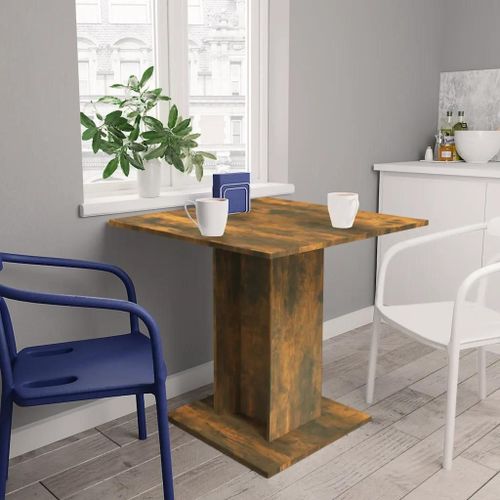 Table À Dîner Chêne Fumé 80x80x75 Cm Bois D'ingénierie