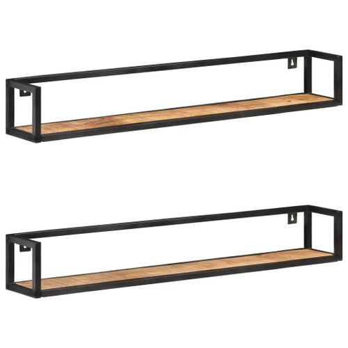 Étagères Murales 2 Pcs 120 Cm Bois De Manguier Brut
