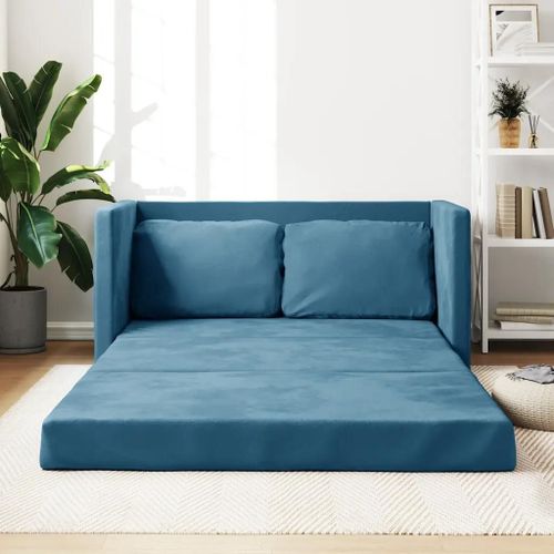 Canapé-Lit 2 En 1 Bleu 122x204x55 Cm Velours
