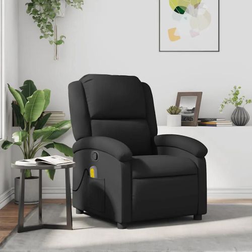 Fauteuil De Massage Inclinable Noir Cuir Véritable