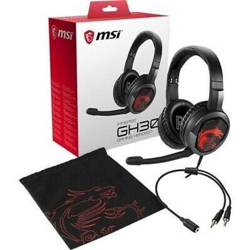 MSI IMMERSE GH30 V2 Gaming Headset ''Noir avec logo Dragon embl?matique, audio filaire en ligne (Filaire), ?couteurs, Noir