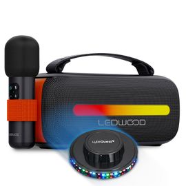 Enceinte Hifi Autonome 130W Ledwood ACCESS130 Effet LED sur les Boomers, Buetooth USB, Fonction Karaoké Micro sans fil, OVNI LED