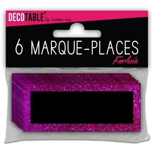 Marque place - MARQUE - PAILLETE FUCHSIA - 3 cm X 8 cm - Carton - Décoration de fête