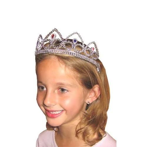 Diadème Rigide Argent Avec Pierres En Couleurs - Pour Enfant - Accessoire De Princesse
