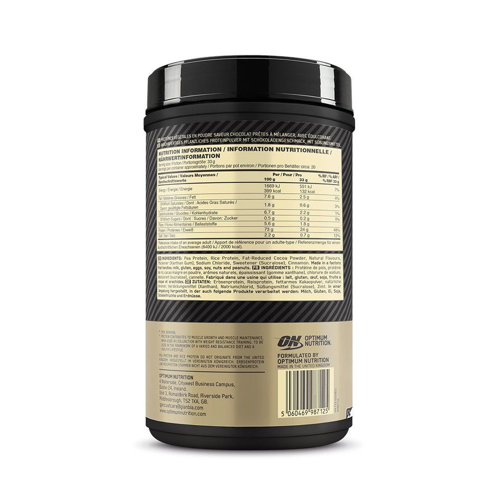 Gold Standard 100% Plant (684 G)-Chocolat-Protines Vgtales-Optimum Nutri... - 2