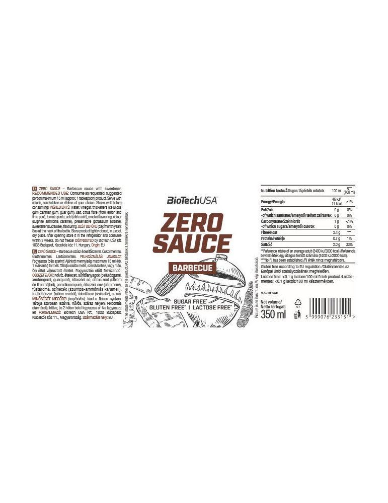 Zero Sauce (350ml)-Barbecue-Sauces Z�ro-Biotech Usa - 2