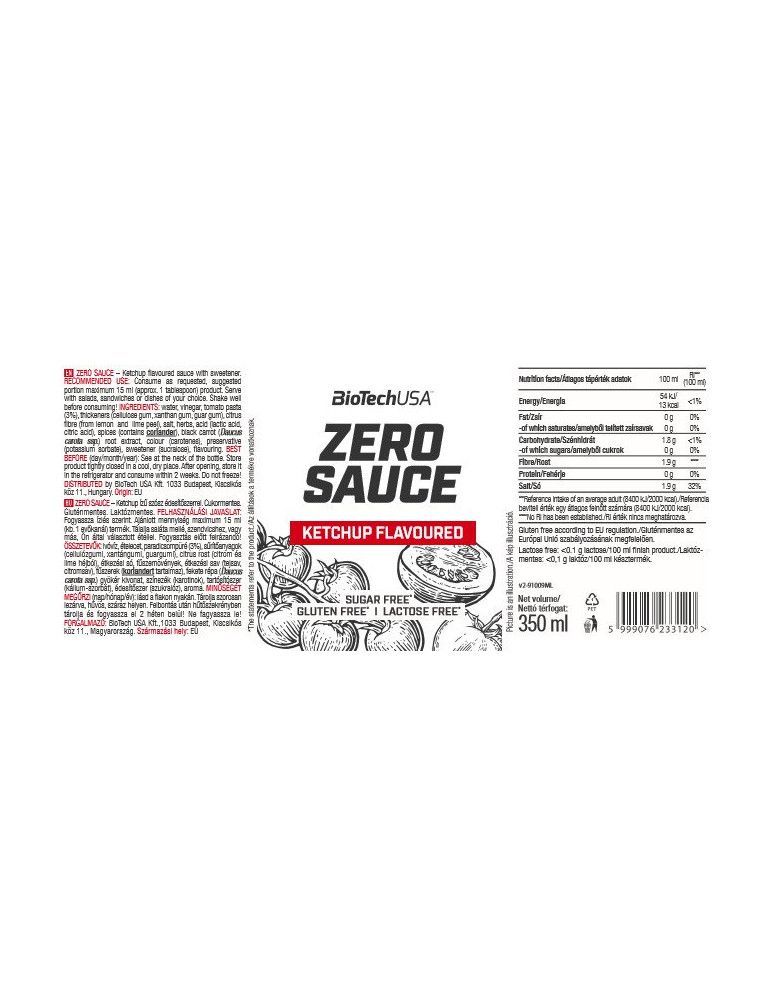 Zero Sauce (350ml)-Ketchup-Sauces Z�ro-Biotech Usa - 2