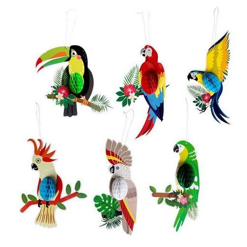 Décoration d'oiseaux tropicaux 6 pièces Décoration de fête tropicale hawaïenne