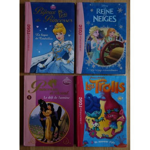 Lot La Bague De Cendrillon + Un Voyage Extraordinaire (Reine Des Neiges) + Un Nouveau Style (Les Trolls) - Bibliothèque Rose Hachette Jeunesse - 6/8 Ans Et 8/10 Ans -