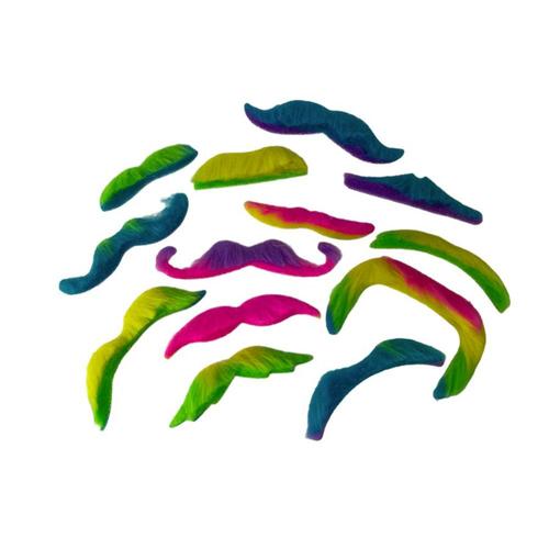 12 Moustaches Fluo Multicolore