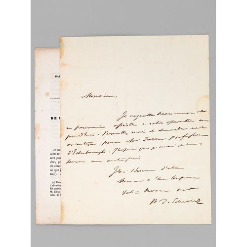 [ Lettre Autographe Signée - On Joint Le Discours De Berriat-Saint-Prix Prononcé Aux Funérailles De M. William Edwards : ] 1 L.A.S. D'une Page, Adres