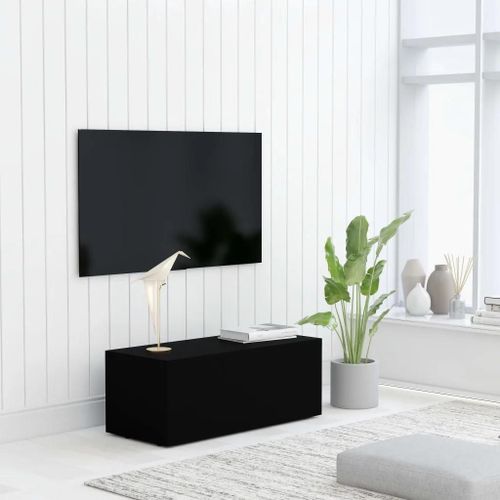 Meuble Tv Noir 80x34x30 Cm Bois D'ingénierie