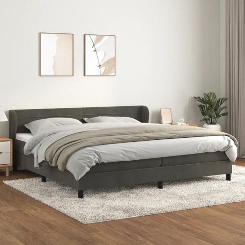 Sommier À Lattes De Lit Et Matelas Gris Foncé 200x200cm Velours
