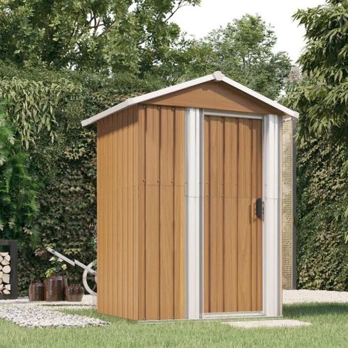Abri De Jardin Marron 126x97,5x177 Cm Acier Galvanisé