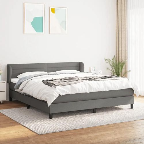 Sommier À Lattes De Lit Avec Matelas Gris Foncé 180x200cm Tissu