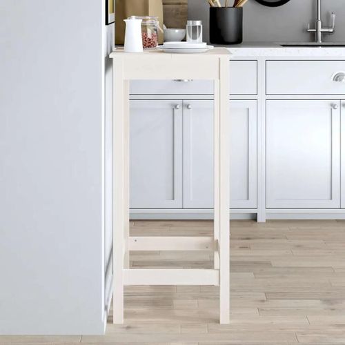 Table De Bar Blanc 50x50x110 Cm Bois Massif De Pin