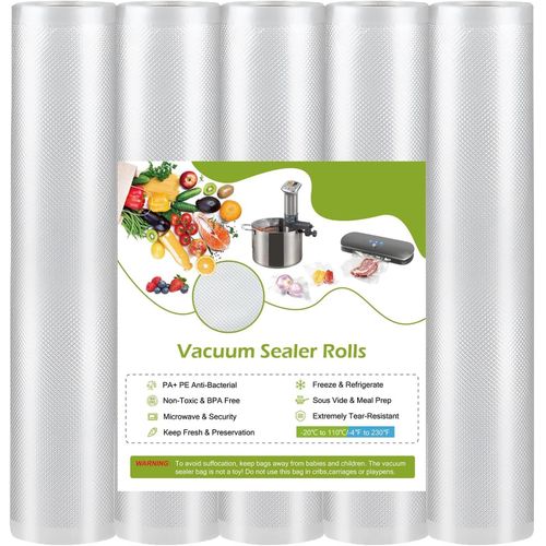 GOTHICANA BY EMPSac Sous Vide Alimentaire Rouleau - 5 Rouleaux 28Cm X 300Cm Film Sous Vide Alimentaire Pour Sacs Congelation Poche Mise Sous Vide Cuisson Sachet Machine Sous Vide Alimentaire Sans Bpa