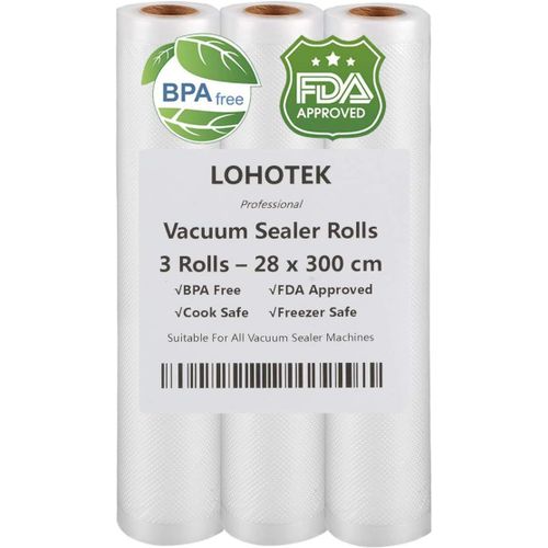 GOTHICANA BY EMPMise Sous Vide Sac Sous Vide Alimentaire, Rouleaux D'Emballage Pour Machine Sous Vide 3 Packs 28Cm X 300Cm Pour Économiseur De Nourriture