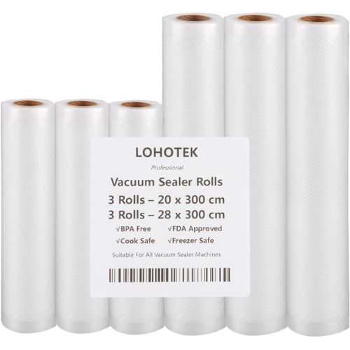 GOTHICANA BY EMPMise Sous Vide Sac Sous Vide Alimentaire, Automatique, Rouleaux D'Emballage Pour Machine Sous Vide 3 Packs 28Cm X 300Cm Et 3 Packs 20Cm X 300Cm Pour Économiseur De Nourriture