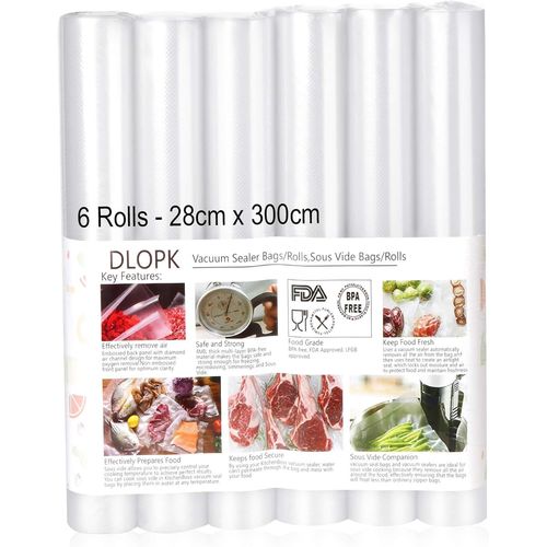 GOTHICANA BY EMPSacs Sous Vide Pack De 6 Packs 28Cm X 300Cm Compatible Avec N'Importea Quelle Scelleuse Sous Vide Pour La Maison,Certification De Sécurité Alimentaire Pour Appareil Sous Vide, Qualité