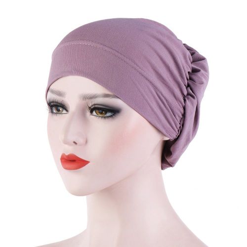 Femmes Petite Couleur Unie Doux Noué Nuit Sommeil Bonnet Bonnet Chimio Chapeau Couverture-Violet