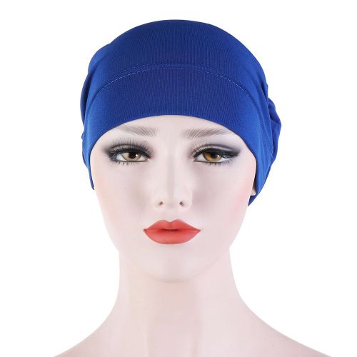 Femmes Petite Couleur Unie Doux Noué Nuit Sommeil Bonnet Bonnet Chimio Chapeau Couverture-Café