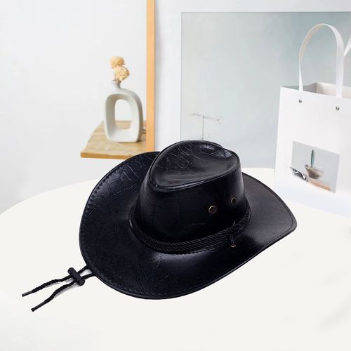 Chapeau De Cowboy Réglable À Large Bord, Anti-Uv, Respirant, Activités De Plein Air, Protection Solaire, Chapeau De Cow-Girl Pour La Marche-Noir