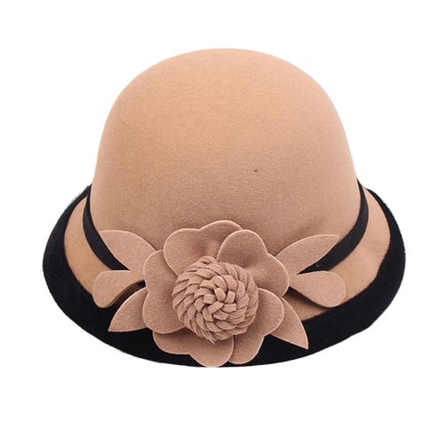 Bonnet Rétro Pour Femmes, Décor De Fleurs 3d, Dôme, Couleur Contrastée, Bord Court, Chapeau Thermique Pour Temps Froid, Rendez-Vous, Shopping, Fête-Chameau