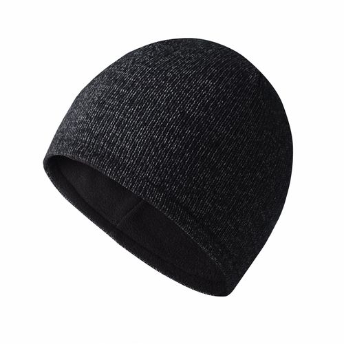 Chapeau Tricoté Réfléchissant Coupe-Vent Dôme Haute Élasticité Double Couche Doublé En Peluche Style De Rue Casquette D'avertissement De Jogging De Nuit Hiver Garder Au Chaud Couvre-Chef Pour Coureurs Cyclistes