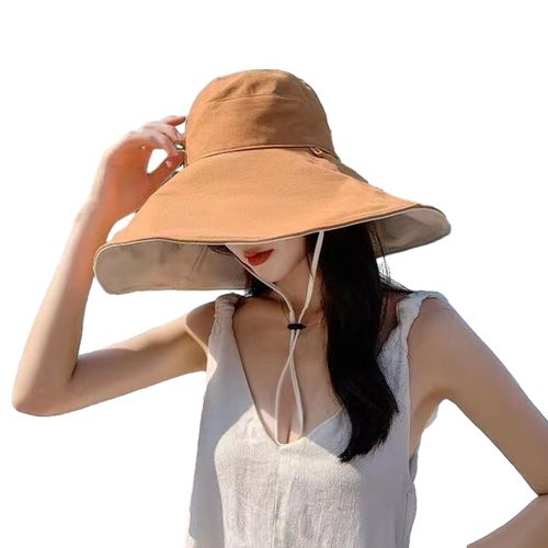 Chapeau Seau À Large Bord Pour Femmes Upf 50 + Protection Solaire Uv Chapeau De Soleil Été Plage Casquette De Pêcheur Pour Randonnée Pêche Camping-Orange