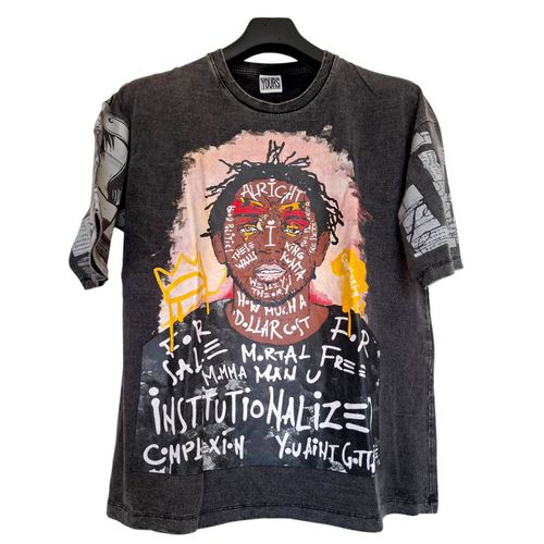 T-Shirt Gris Délavé Stonewashed Style Vintage Imprimé Kendrick Lamar - Hip-Hop