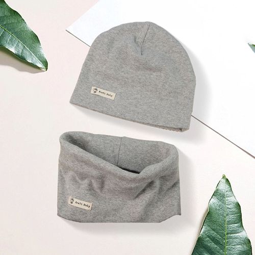 2 Pièces/Ensemble Enfants Chapeau Écharpe Ensemble Élastique Anti-Dérapant Garder Au Chaud Bonnet Cou Enveloppement Ensemble Épaissi Coupe-Vent Enfants Activité De Plein Air Casquette Cou Plus Chaud Se-Gris M