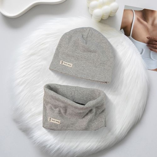 2 Pièces/Ensemble Enfants Chapeau Écharpe Ensemble Élastique Anti-Dérapant Garder Au Chaud Bonnet Cou Enveloppement Ensemble Épaissi Coupe-Vent Enfants Activité De Plein Air Casquette Cou Plus Chaud Se-Gris L