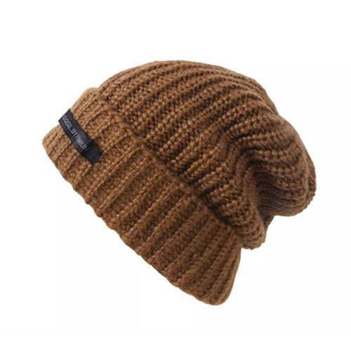 Chapeau Chaud D'hiver De Couleur Unie, Casquette Streetwear, Haute Élasticité, Ultra-Épais, Unisexe, Accessoires De Bonnet Tricoté, Automne Et Hiver-Caramel