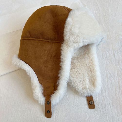 Gants De Chapeau D'hiver Unisexes Doublés De Polaire Épaissie Protection Des Oreilles Gants De Toit En Fausse Fourrure De Lapin Rétention De Chaleur Ski En Plein Air Patinage Snowboard Lei Feng Hat-C