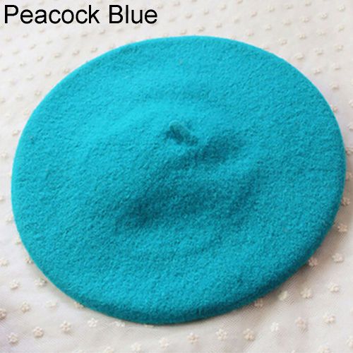 Béret Classique De Couleur Unie Pour Femme, Chapeau D'artiste De Style Français, Casquette Décontractée, Cadeau D'hiver-Bleu Paon